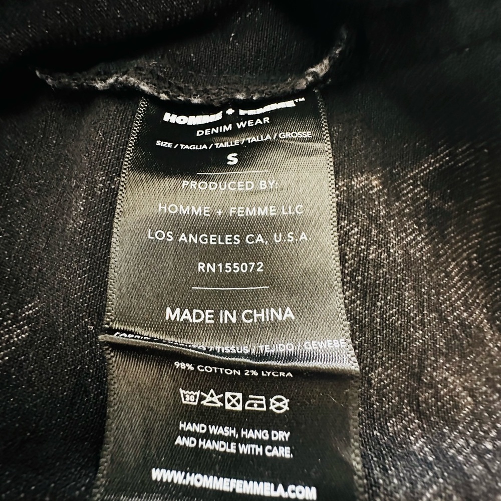 Homme Femme NWT Men’s/Women’s Black Denim Jacket Sz S 22”P2P - Picture 8 of 10